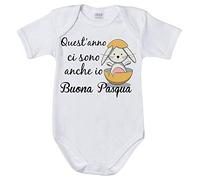 Fupies Body neonato quest'anno ci sono anch'io buona pasqua 12 mesi Manica corta