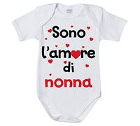 Fupies Body neonato sono l'amore di nonna con cuoricini grafica neutra, 24 Mesi, Giromanica