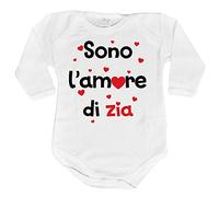 Fupies Body neonato sono l'amore di zia con cuoricini grafica neutra 1 mese Manica lunga