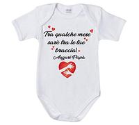 Fupies Body neonato tra qualche mese sarò tra le tue braccia auguri papà grafica neutra, 1 Mese, Manica corta