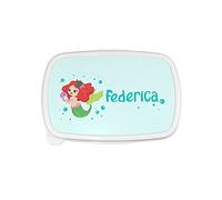 Fupies Porta pranzo e merenda personalizzato con nome con sirenetta, Rosa