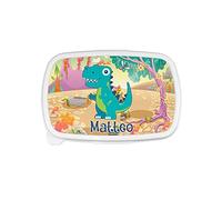 Fupies Porta Pranzo Personalizzato per Bambini, Dinosauro, Azzurro/Rosa, Polimero, 1.2 Litri, BPA Free, Lavabile in Lavastoviglie, 18x12x6 cm (Rosa, Dinosauro)