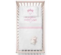 Fupies Set lenzuola culla o carrozzina per femminuccia personalizzato con nome sono la principessa di mamma e papà, Rosa, Carrozzina - next to me 85x120 cm