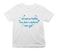 Fupies T Shirt Bambino io Sono Bello ma Devi Vedere Mio Zio, Bianco, 3-4 Anni