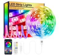 FUPT Striscia LED TV Retroilluminazione, 5M USB Striscia Led RGB con App Control y Mando a Distancia,Luci Led 16 Colorate e 4 Modalità Dinamiche per TV,PC, Festa,Cocina,Camera da Letto,Sala de Estar