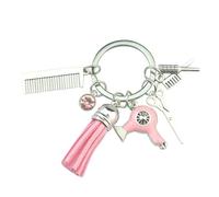 Fuqimanman2020 Portachiavi con ciondolo a forma di forbice, per asciugabiancheria, con nappa, elegante regalo per barbi, C rosa., 1