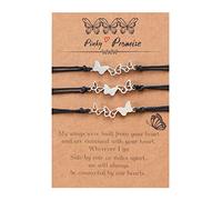 Fuqimanman2020 Set di braccialetti dell'amicizia con cuore e farfalla e scritta "Best Friends", regalo per migliore amica, sorella, 4 inches, Zinco, Nessuna pietra preziosa