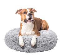 Fur & Bone Cuccia rotonda per cani, a forma di ciambella, soffice, autoriscaldante, lavabile, con fondo antiscivolo e impermeabile, calmante per cani e gatti (60 cm, grigio)
