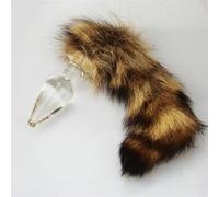 Fur Fox Tail Glass Anal Plug Sex Toy For Woman Furry Fetish Anal Plug Dog Tails Slave Cosplay Submission Cat Beads Sex Shop(L clear)