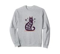 Fur Fur Real Friends - Zampa di Gatto, per Amanti degli Animali Domestici Felpa, Unisex per Adulti, Grigio Melange, M