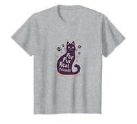 Fur Fur Real Friends - Zampa di Gatto, per Amanti degli Animali Domestici Maglietta, Bambini, Grigio Melange, 8 Anni