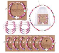Furbeko Set di 12 braccialetti con croce cristiana, regali di laurea per le sue ragazze, regali religiosi di Gesù, battesimo, collana con croce per donne, compleanno, cattolica, prima comunione