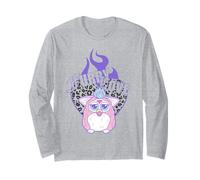 Furby Love Cool Leopard-Style Heart On Fire Portrait Maglia a Manica