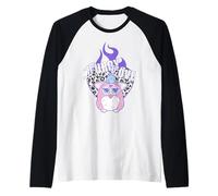 Furby Love Cool Leopard-Style Heart On Fire Portrait Maglia con Maniche Raglan