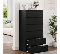 Furchen Cassettiera Camera da Letto,Comodino Bianca con 6 Cassetti, Design Moderno in legno, Mobiletto Multiuso per Corridoio, Camera da letto, Soggiorno 60x40x118,5 cm Spedito in 2 Pacchi FINITURA SE