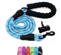 FurDreams Corda di guinzaglio resistente per cani da 1,5 m con manico imbottito morbido e fili altamente riflettenti, blu | guinzaglio per cani di grossa taglia, cani di taglia media e cani di piccola taglia | include un dispenser per sacchetti per rifiuti in omaggio