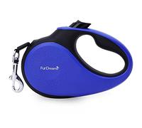 FurDreams - Guinzaglio retrattile per cani, resistente, estensibile (5 m), manico antiscivolo con blocco di controllo, nastro in nylon resistente e senza grovigli (blu, grande)