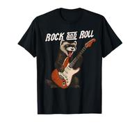 Furetto Che Suona la Chitarra Rock And Roll Amante degli Animali Domestici Maglietta