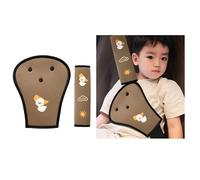 Furforstk protezione cintura auto bambini, copricintura auto bambini Set da 2 pezzi imbottitura cintura di sicurezza, Impedisce alle cinture di sicurezza di stringere collo e stomaco, Marrone