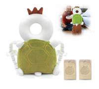 Furforstk protezione testa bambino con ginocchiere caschetto primi passi Traspirante casco neonato primi passi per gattonare e camminare, Regolabile (Tartaruga) Il bambino non resiste