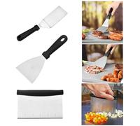 Furforstk spatola cucina 3 pezzi spatola pizza acciaio inossidabile set barbecue con manico in plastica accessori barbecue, accessori bbq per hamburger schiacciati, griglie a gas, barbecue