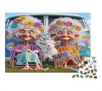 Furgone delle capre delle vecchie signore Puzzle 1000 Pezzi Carta riciclata per adulti Puzzle per adulti Gioco familiare divertente stimolante per donne e regali per uomini 70x50cm/1000pcs