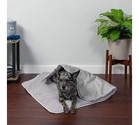 Furhaven Coperta impermeabile e autoriscaldante per cani e gatti al coperto, lavabile e riflette il calore corporeo, coperta per cani in spugna e sherpa, grigio argento, M