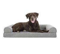 Furhaven Large Orthopedic Dog Bed Faux Fur & Velvet Sofa-Style w/Removable Washable Cover - Smoke Gray, Large