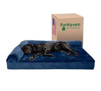 Furhaven - Letto per cani e gatti, in memory foam, ortopedico e vellutato, a forma di L, per cani e gatti, colore: zaffiro profondo, Jumbo Plus
