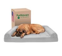 Furhaven Letto per cani trapuntato in schiuma gel rinfrescante stile divano - grigio argento, Jumbo Plus (XX-Large)