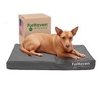 FurHaven Medium Orthopedic Dog Bed Water-Resistant Indoor/Outdoor Logo Print Oxford Polycanvas Mattress w/Removable Washable Cover - Stone Gray, Medium