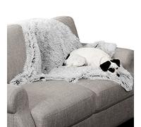 Furhaven Medium Waterproof Calming Plush Long Faux Fur & Velvet Dog Blanket, Washable - Mist Gray, Medium