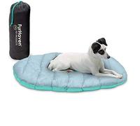 FurHaven Small Dog Bed Trail Pup Travel Pillow Mat w/Stuff Sack, Washable - Aqua/Granite Gray, Small
