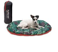 Furhaven Small Dog Bed Trail Pup Travel Pillow Mat w/Stuff Sack, Washable - Paprika/Camo-Paw, Small