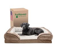 Furhaven XL Orthopedic Dog Bed Perfect Comfort Plush & Velvet Waves Sofa-Style w/Removable Washable Cover - Brownstone, Jumbo (X-Large)