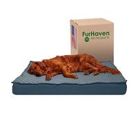 FurHaven XL Orthopedic Dog Bed Water-Resistant Indoor/Outdoor Quilt Top Convertible Mattress w/Removable Washable Cover - Calm Blue, Jumbo (X-Large)