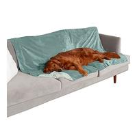 Furhaven XL Waterproof Two-Tone Luxe Velvet Dog Blanket, Washable - Celadon Green, Extra Large