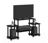 Furinno 11257DWN Mobile Porta TV, Marrone (Dark Walnut), Round Tube, Square Corner