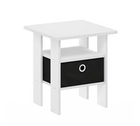Furinno Andrey tavolino comodino con cassetto portaoggetti, Bianco/Nero