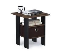 Furinno Andrey tavolino comodino con cassetto portaoggetti, Noce Columbia/Marrone Scuro