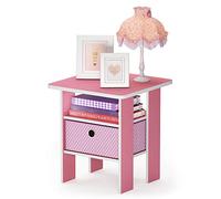 Furinno Andrey tavolino comodino con cassetto portaoggetti, Rosa