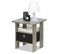 Furinno Andrey tavolino comodino con cassetto portaoggetti, Rovere Francese/Nero