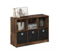 Furinno BASIC Libreria 6 Cubi, Libreria 3 x 2 con Bins di Stoccaggio, per Soggiorno, Camera da Letto, Home Office, Pino Ambra