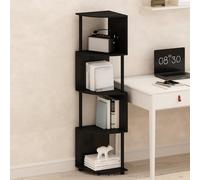 Furinno BASIC - Libreria a 4 ripiani, con ripiano angolare a zigzag, 36,07 x 36,07 x 146,56 cm, per soggiorno, camera da letto, ufficio, colore: nero