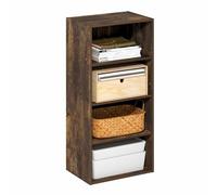 Furinno Basic Libreria a 4 Ripiani, Scaffale, Organizzatore, 11 x 17 x 35, Pino Ambra