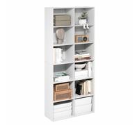 Furinno Basic Libreria Aperta a 12 Cubi, Scaffale, Organizzatore Portaoggetti, 30 x 80 x 180 cm, Bianco