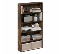 Furinno Basic Libreria Aperta a 5 Ripiani, Scaffale, Organizzatore Portaoggetti, 16.8 x 60 x 110.9 cm, Pino Ambra