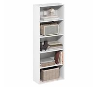 Furinno Basic Libreria Aperta a 5 Ripiani, Scaffale, Organizzatore Portaoggetti, 18.5 x 42.2 x 110.9 cm, Bianco