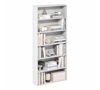 Furinno Basic Libreria Aperta a 6 Ripiani, Scaffale, Organizzatore Portaoggetti, 16.8 x 60 x 134 cm, Bianco