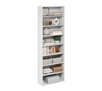 Furinno Basic Libreria Aperta a 8 Ripiani, Libreria, Organizer Portaoggetti, 23 x 60 x 180 cm, Bianco
